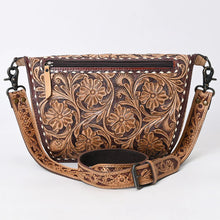 Load image into Gallery viewer, Western Hand Tooled Leather Purse, Western Tote Bag, Small Western Leather Purse, Genuine Cowhide Leather Purse, Western Crossbody Purse
