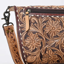 Load image into Gallery viewer, Western Hand Tooled Leather Purse, Western Tote Bag, Small Western Leather Purse, Genuine Cowhide Leather Purse, Western Crossbody Purse
