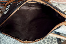 Load image into Gallery viewer, Western Hand Tooled Leather Purse, Leather Crossbody Purse, Cowhide Leather Purse, Saddle Blanket Purse, Leather Fringe Purse
