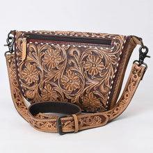 Load image into Gallery viewer, Western Hand Tooled Leather Purse, Western Tote Bag, Small Western Leather Purse, Genuine Cowhide Leather Purse, Western Crossbody Purse
