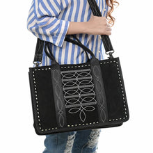 Load image into Gallery viewer, Western Purse, Black Suede Leather Purse, Boot Stitch Detail, Leather Purse, Suede Purse, Western Tote Bag Purse, Western Crossbody Purse
