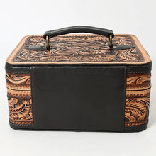 Load image into Gallery viewer, Western Hand Tooled Leather Jewelry Case, Leather Jewelry Holder, Jewelry Safe, Locking Cowhide Jewelry, Tooled Leather, Jewelry Purse
