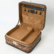 Load image into Gallery viewer, Western Hand Tooled Leather Jewelry Case, Leather Jewelry Holder, Jewelry Safe, Locking Cowhide Jewelry, Tooled Leather, Jewelry Purse
