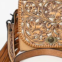 Load image into Gallery viewer, Hand Tooled Leather Purse, Western Purse, Cute Leather Purse, Genuine Cowhide handbag, Leather Fringe Purse, Western Leather Crossbody
