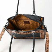 Load image into Gallery viewer, Western Hand Tooled Leather Purse, Black Leather Purse, Conceal Carry Purse, Cowhide Purse, Genuine Leather Purse, Western Crossbody Purse
