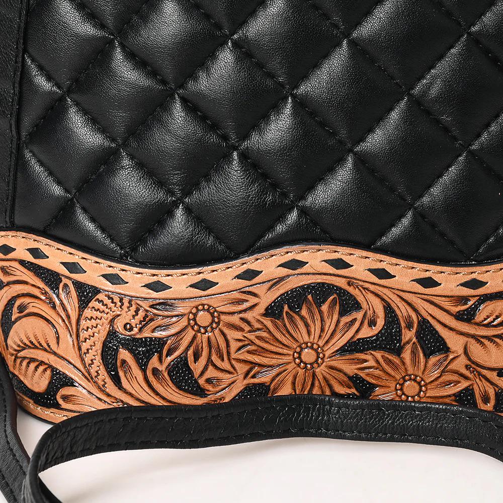 Western Purse, Black Hand Tooled Leather Purse, Western Leather Purse, Cowhide Purse, Hand Tooled Leather Purse, Leather Crossbody Purse