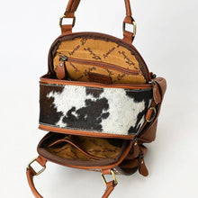 Load image into Gallery viewer, Leather Backpack Women, Leather Backpack Purse, Leather Western Backpack, Western Purse, Small Leather Backpack, Cowhide Backpack Purse
