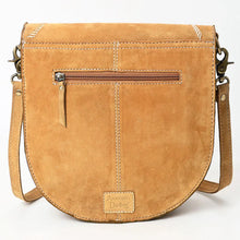 Load image into Gallery viewer, Western Purse, Tan Suede Leather Purse, Boot Stitch Detail, Leather Messenger Purse, Suede Purse, Western Tote Bag, Western Crossbody Purse
