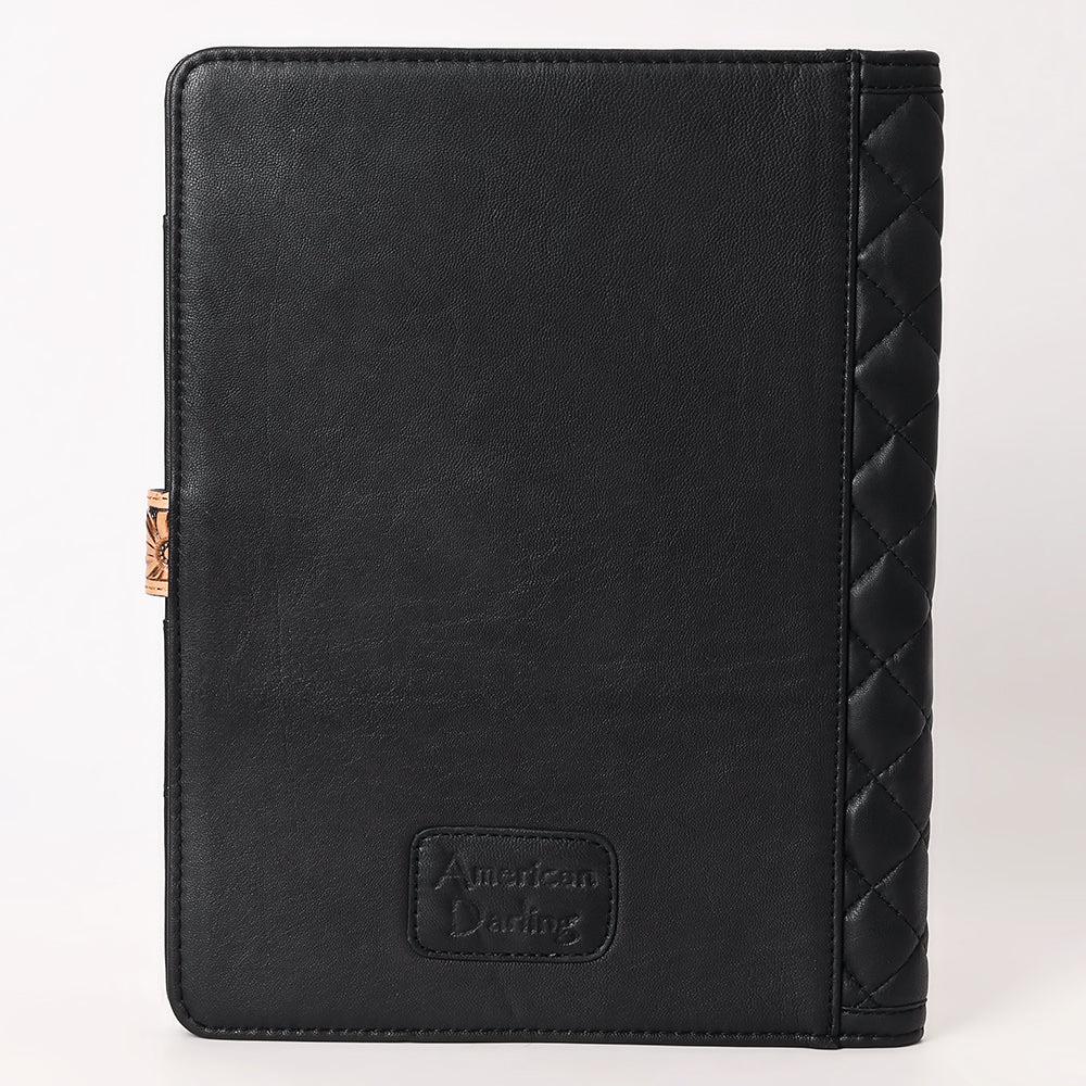 Hand Tooled Leather Portfolio, Black Leather Padfolio, Leather Legal Pad Portfolio, Leather Legal Pad Notebook, Tooled Leather Portfolio