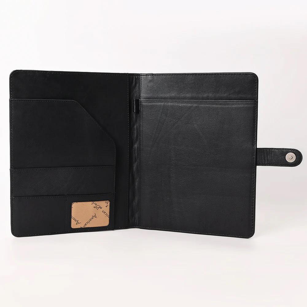 Hand Tooled Leather Portfolio, Black Leather Padfolio, Leather Legal Pad Portfolio, Leather Legal Pad Notebook, Tooled Leather Portfolio