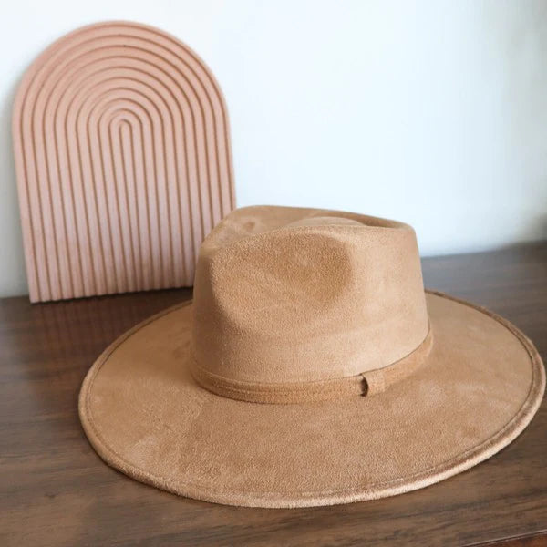 Vegan Suede Cappuccino Fedora Hat