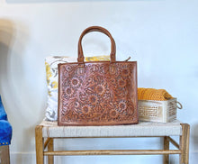 Load image into Gallery viewer, Copper Mountain Hand Tooled Leather Tote Bag
