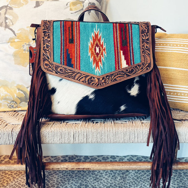 American Darling Yellow, Red, & Turquoise Aztec Blanket Fringe Purse |  Oklahoma's Premier Western Clothing Store