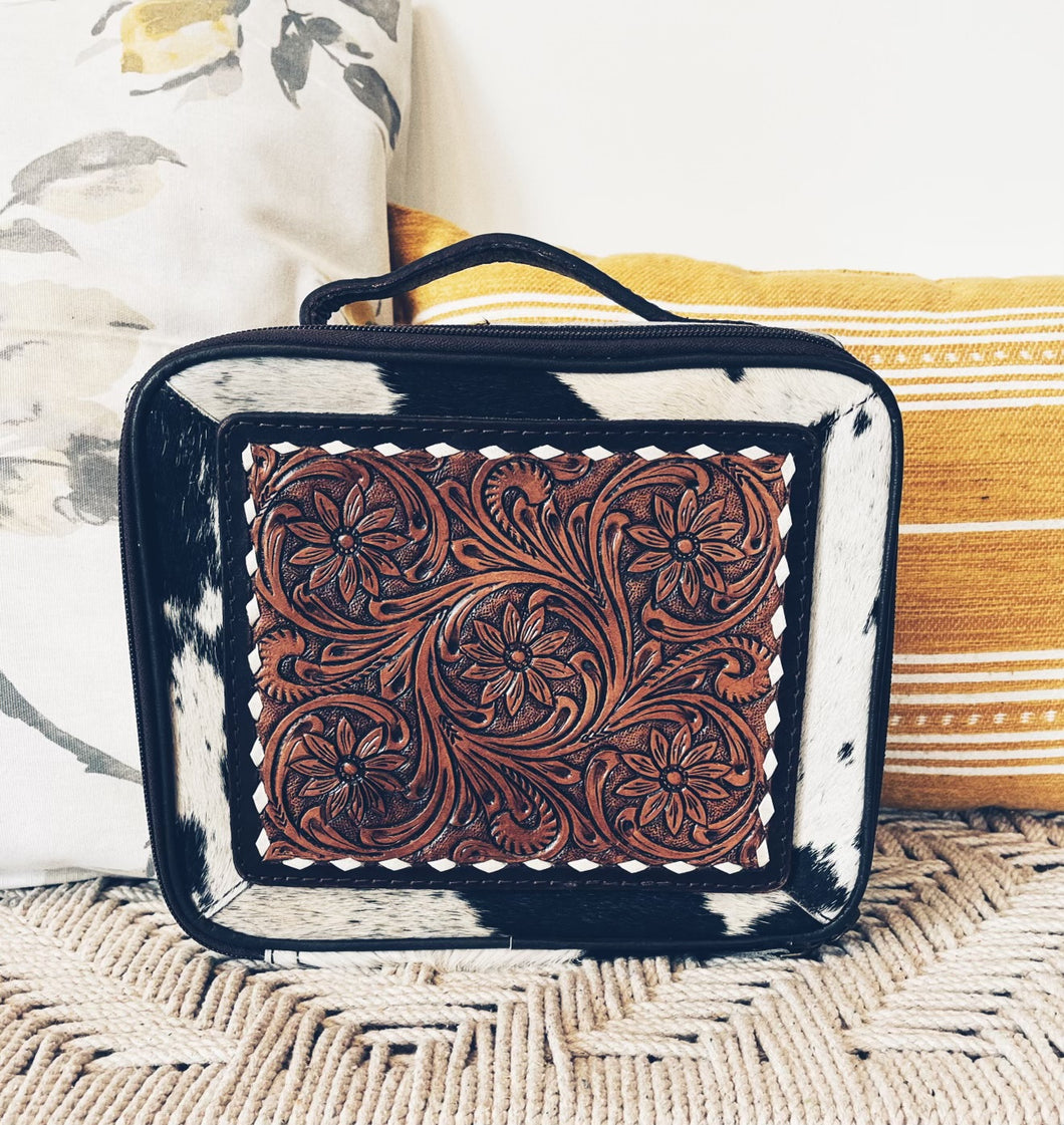 Council Grove Cowhide Leather Jewelry Case