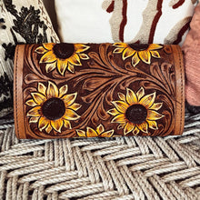 Load image into Gallery viewer, Sunflower Fields Hand Tooled  Leather Wallet
