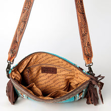 Load image into Gallery viewer, Large Western Purse, Cowhide Purse, Hand Tooled Leather Purse, Cowhide Purse, Concealed Carry Purse, Saddle Blanket, Leather Fringe
