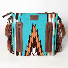 Load image into Gallery viewer, Large Western Purse, Cowhide Purse, Hand Tooled Leather Purse, Cowhide Purse, Concealed Carry Purse, Saddle Blanket, Leather Fringe
