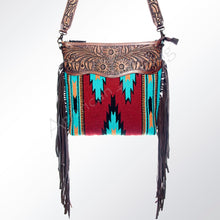 Load image into Gallery viewer, Western Hand Tooled Leather Purse, Cowhide Purse Crossbody bag, Saddle Blanket Bag, Genuine Cowhide, Western Purse, Leather Fringe
