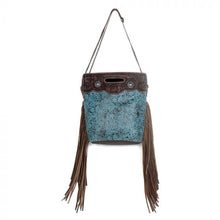 Load image into Gallery viewer, Myra Bag, Western Hand Tooled Leather Purse, Genuine Cow Hide Purse, Boho Chic Crossbody, Leather Fringe, Aztec Purse
