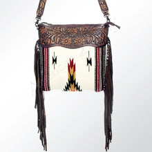 Load image into Gallery viewer, Western Hand Tooled Leather Purse, Cowhide Purse, Concealed Carry Purse, American Darling, Genuine Cowhide, Western Purse, Leather Fringe
