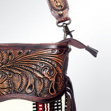 Load image into Gallery viewer, Western Hand Tooled Leather Purse, Cowhide Purse, Concealed Carry Purse, American Darling, Genuine Cowhide, Western Purse, Leather Fringe
