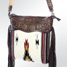 Load image into Gallery viewer, Western Hand Tooled Leather Purse, Cowhide Purse, Concealed Carry Purse, American Darling, Genuine Cowhide, Western Purse, Leather Fringe
