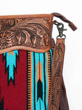 Load image into Gallery viewer, Western Hand Tooled Leather Purse, Cowhide Purse Crossbody bag, Saddle Blanket Bag, Genuine Cowhide, Western Purse, Leather Fringe
