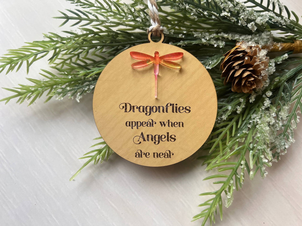 Wooden Christmas Ornaments, Memorial Ornaments, Handmade Ornaments, Acrylic Ornaments, Dragonflies Memorial, Friend Gift