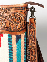 Load image into Gallery viewer, Western Hand Tooled Leather Purse, Cowhide Purse, Concealed Carry Purse, American Darling, Genuine Cowhide, Western Purse, Leather Fringe
