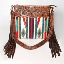 Load image into Gallery viewer, Western Hand Tooled Leather Purse, Cowhide Purse, Concealed Carry Purse, American Darling, Genuine Cowhide, Western Purse, Leather Fringe
