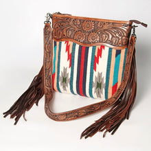 Load image into Gallery viewer, Western Hand Tooled Leather Purse, Cowhide Purse, Concealed Carry Purse, American Darling, Genuine Cowhide, Western Purse, Leather Fringe
