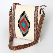 Load image into Gallery viewer, Western Purse, Concealed Carry Purse, Hand Tooled Leather Strap, Aztec Purse, Southwest Saddle Blanket, Genuine Leather, American Darling
