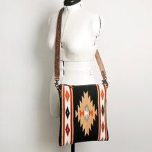 Load image into Gallery viewer, Western Purse, Concealed Carry Purse, Hand Tooled Leather Strap, Aztec Purse, Southwest Saddle Blanket, Genuine Leather, American Darling
