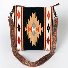 Load image into Gallery viewer, Western Purse, Concealed Carry Purse, Hand Tooled Leather Strap, Aztec Purse, Southwest Saddle Blanket, Genuine Leather, American Darling
