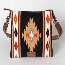 Load image into Gallery viewer, Western Purse, Concealed Carry Purse, Hand Tooled Leather Strap, Aztec Purse, Southwest Saddle Blanket, Genuine Leather, American Darling
