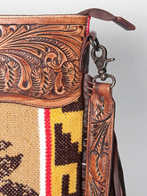 Load image into Gallery viewer, Western Hand Tooled Leather Purse, Cowhide Purse, Concealed Carry Purse, American Darling, Genuine Cowhide, Western Purse, Leather Fringe
