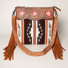 Load image into Gallery viewer, Western Hand Tooled Leather Purse, Cowhide Purse, Concealed Carry Purse, American Darling, Genuine Cowhide, Western Purse, Leather Fringe
