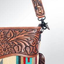 Load image into Gallery viewer, Western Hand Tooled Leather Purse, Cowhide Purse Crossbody bag, Saddle Blanket Bag, Genuine Cowhide, Western Purse, Leather Fringe
