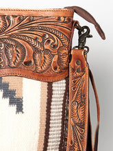 Load image into Gallery viewer, Western Hand Tooled Leather Purse, Concealed Carry Purse, Cowhide Purse, Saddle Blanket Bag, Genuine Cowhide, Western Purse, Leather Fringe
