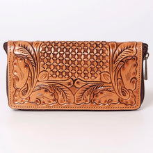 Load image into Gallery viewer, Western Hand Tooled Leather Wallet Purse, Leather Crossbody Purse, Genuine Leather Bag, Genuine Cowhide Bag, Western Purse, Luxury Wallet
