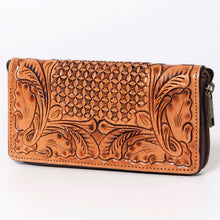 Load image into Gallery viewer, Western Hand Tooled Leather Wallet Purse, Leather Crossbody Purse, Genuine Leather Bag, Genuine Cowhide Bag, Western Purse, Luxury Wallet
