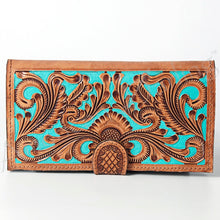Load image into Gallery viewer, Western Hand Tooled Leather Wallet Purse, Leather Crossbody Purse, Genuine Leather Bag, Genuine Cowhide Bag, Western Purse, Luxury Wallet

