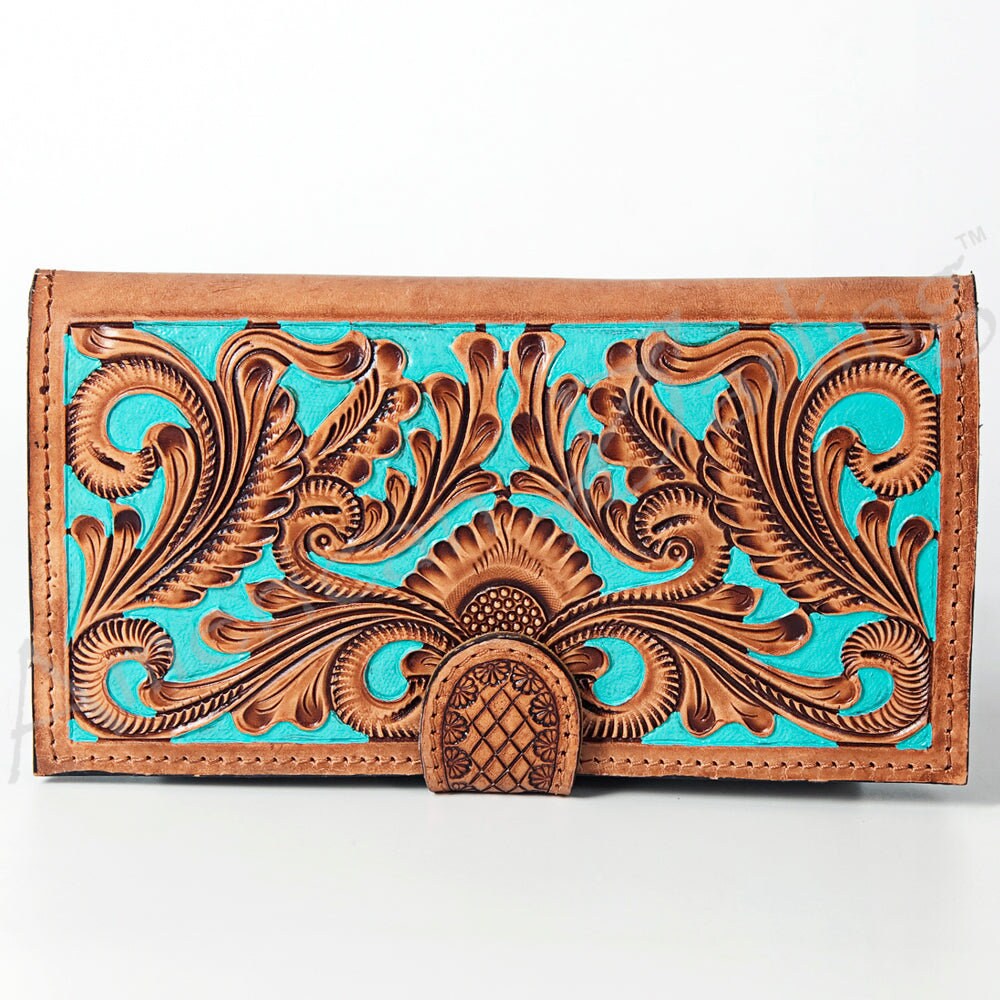 Western Hand Tooled Leather Wallet Purse, Leather Crossbody Purse, Genuine Leather Bag, Genuine Cowhide Bag, Western Purse, Luxury Wallet