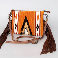 Load image into Gallery viewer, Western Hand Tooled Leather Purse, Concealed Carry Purse, Cowhide Purse, Saddle Blanket Bag, Genuine Cowhide, Western Purse, Leather Fringe
