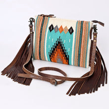 Load image into Gallery viewer, Western Hand Tooled Leather Purse, Concealed Carry Purse, Cowhide Purse, Saddle Blanket Bag, Genuine Cowhide, Western Purse, Leather Fringe
