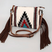 Load image into Gallery viewer, Western Hand Tooled Leather Purse, Concealed Carry Purse, Cowhide Purse, Saddle Blanket Bag, Genuine Cowhide, Western Purse, Leather Fringe
