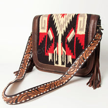 Load image into Gallery viewer, Western Hand Tooled Leather Purse, Cowhide Purse, Concealed Carry Purse, American Darling, Genuine Cowhide, Western Purse, Leather Fringe
