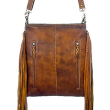 Load image into Gallery viewer, Western Hand Tooled Leather Purse, Cowhide Purse, Concealed Carry Purse, Genuine Cowhide, Western Purse, Hair On Hide Purse, Leather Fringe
