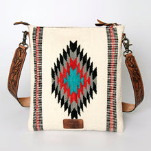 Load image into Gallery viewer, Western Purse, Concealed Carry Purse, Hand Tooled Leather Strap, Aztec Purse, Southwest Saddle Blanket, Genuine Leather, American Darling
