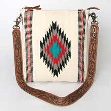 Load image into Gallery viewer, Western Purse, Concealed Carry Purse, Hand Tooled Leather Strap, Aztec Purse, Southwest Saddle Blanket, Genuine Leather, American Darling
